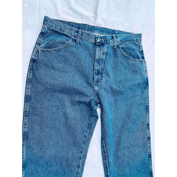 36x30 Rustler Regular Fit Straight Leg Mens Hardworking Denim Blue Jeans Issue - Picture 3 of 12